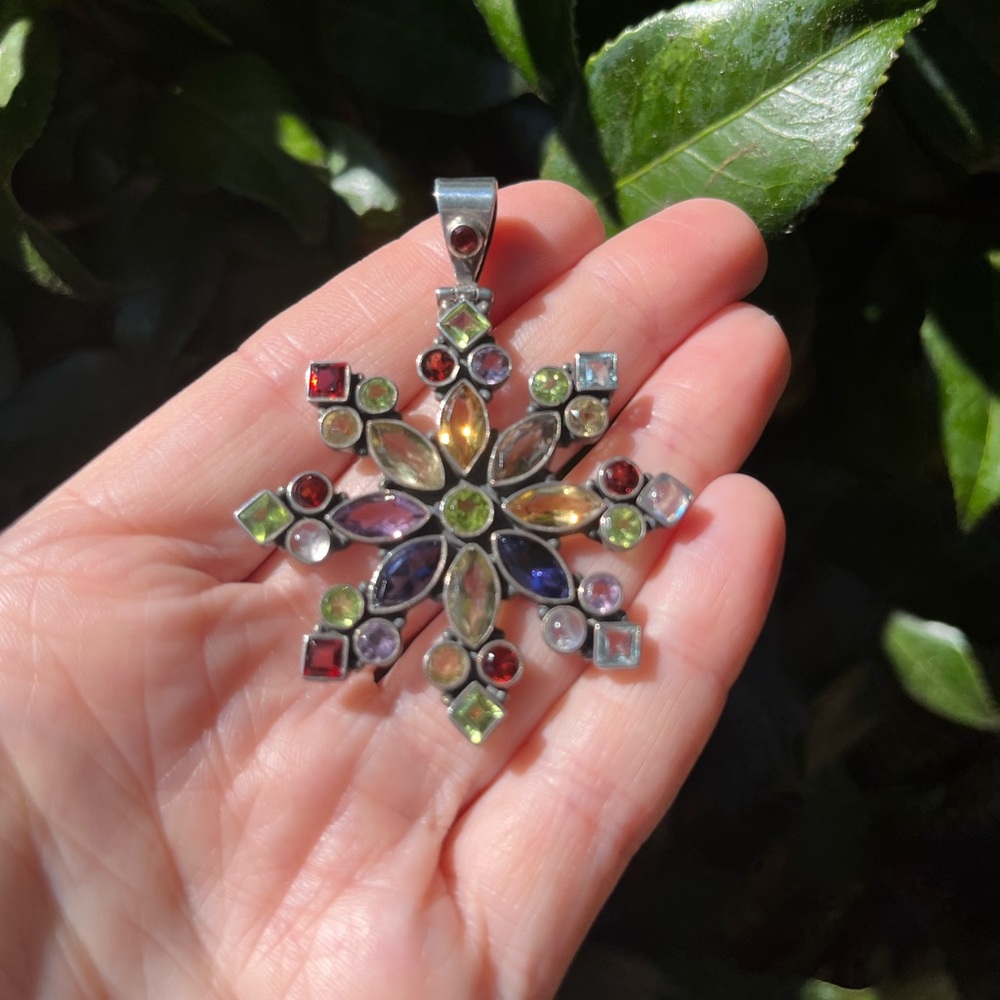 Sterling Silver Gemstone Star Pendant